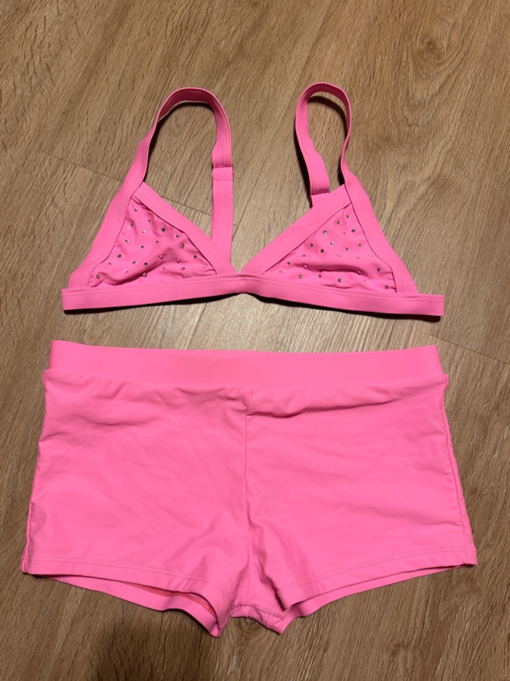 NWOT Hot Pink Bikini Set with Rhinestone Top - Festival Outfit Vibes